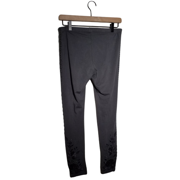 Johnny Was JW Los Angeles Womens Gray Embroidered Leggings XS Boho Coquette - Picture 4 of 7
